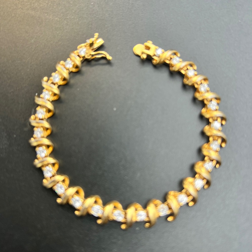 S-Link Tennis Bracelet 7" Gold Tone Excellent